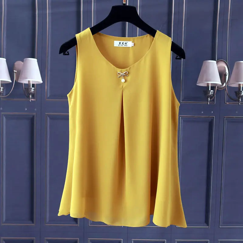 Plus Size Sleeveless Chiffon Blouse
